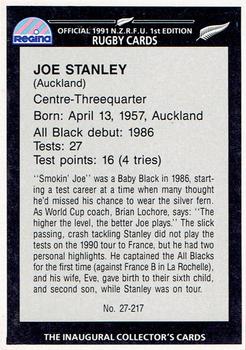 1991 Regina NZRFU 1st Edition #27 Joe Stanley Back